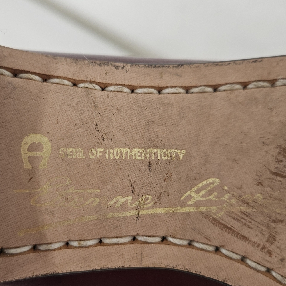 Etienne Aigner Burgundy Leather Penny Loafers Vintage 7N Narrow - Picture 14 of 14